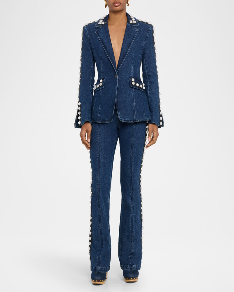 Cinq à Sept Pearl-Embellished Slim Flare Jeans outlook