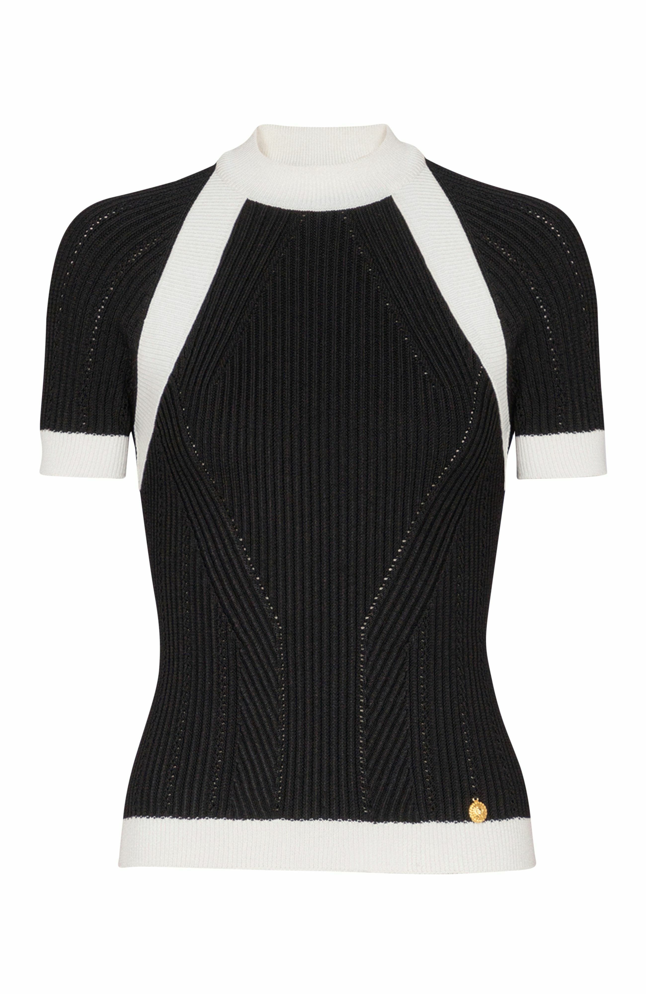 Balmain Short-sleeved knit top in Black at Nordstrom - 1