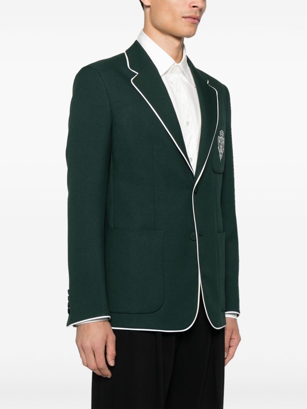 logo-embroidered blazer - 3