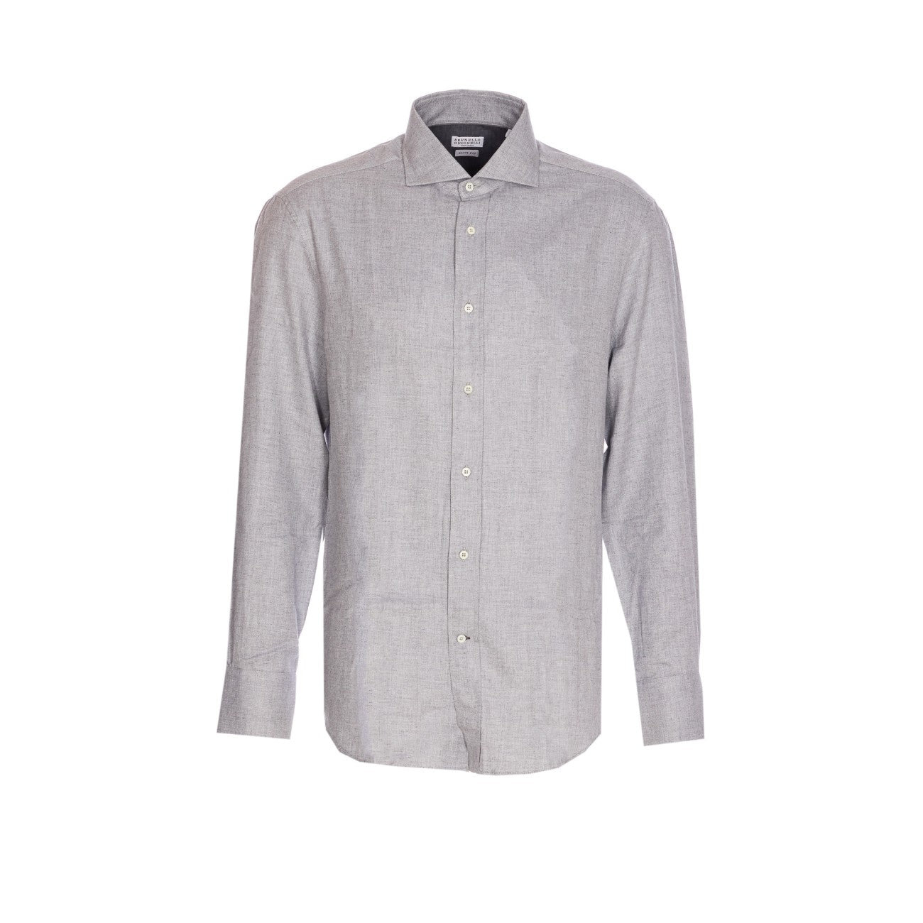 Brunello Cucinelli Men Slim Fit Flannel Chevron Cotton Shirt - 1