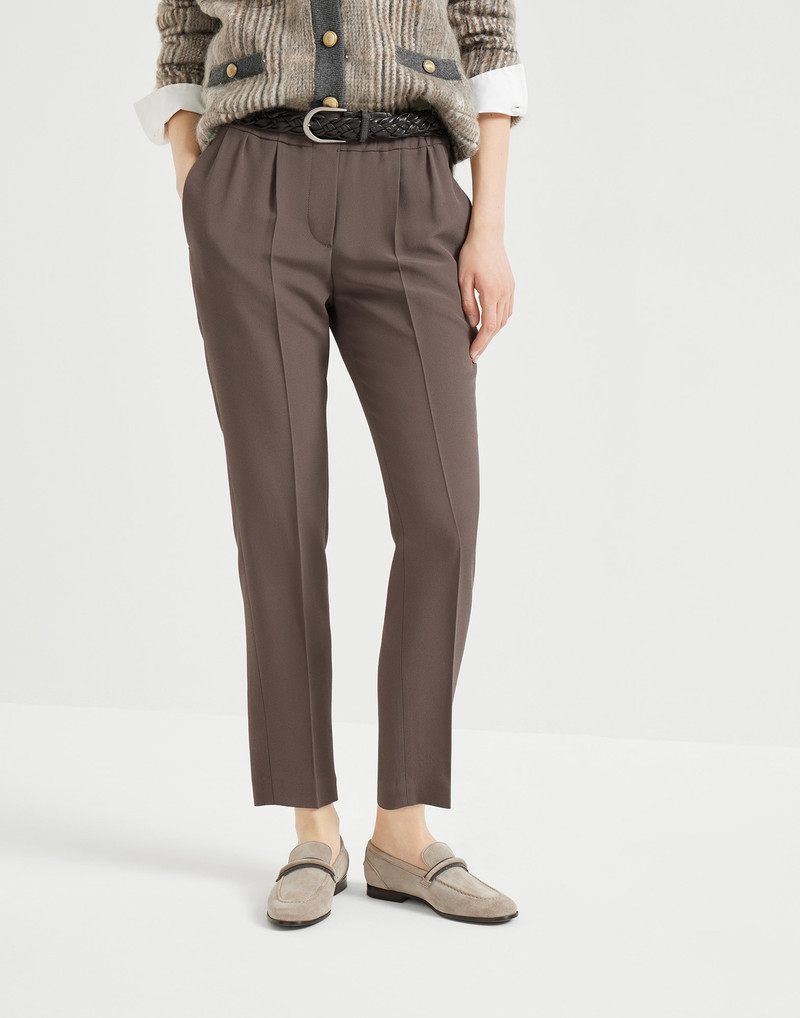 Silk and acetate crêpe cady tailored jogger trousers - 1