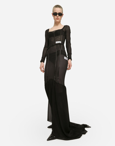 Dolce & Gabbana Long silk skirt with mermaid ruffle outlook