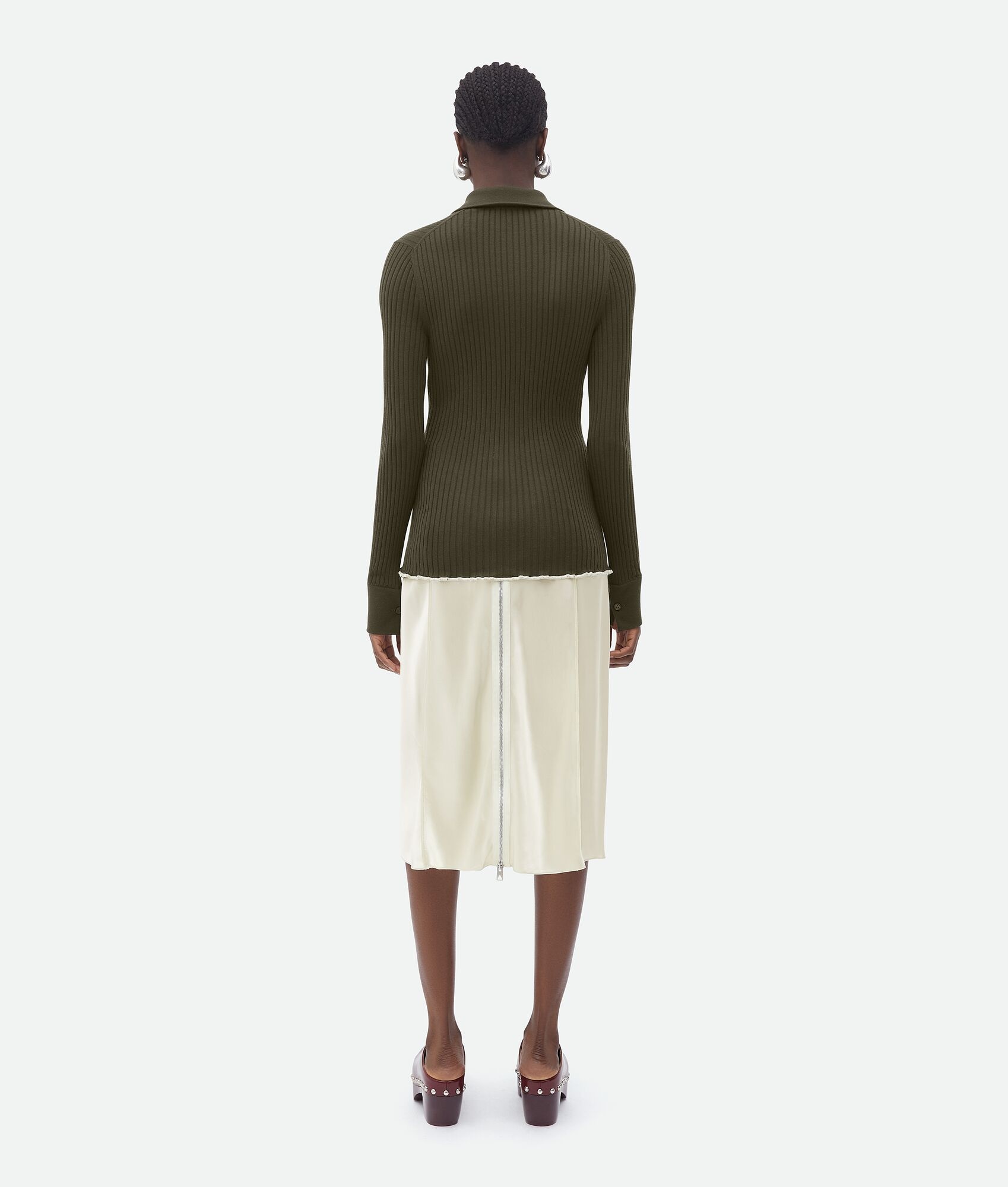 silk cashmere ribbed cardigan - 3