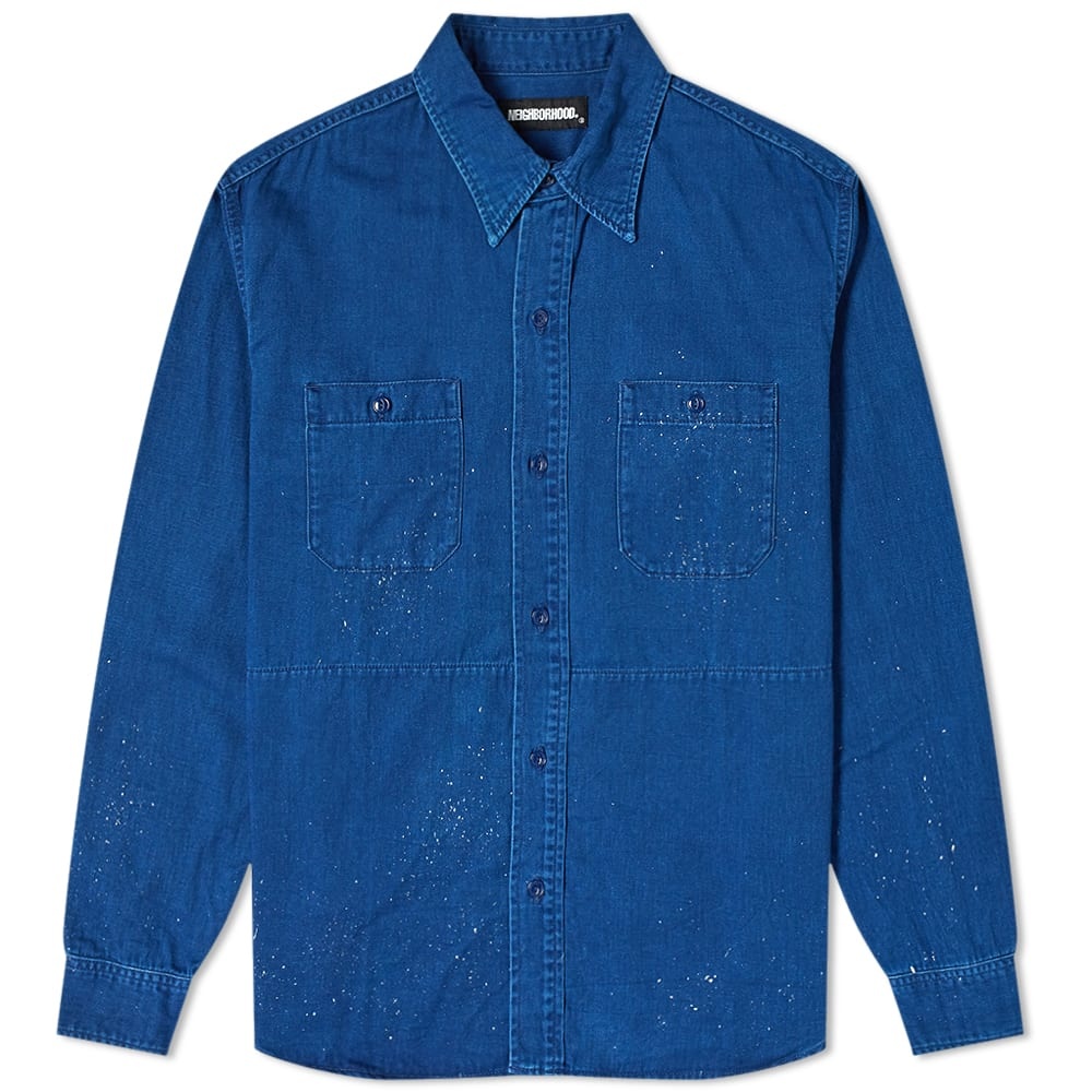 Neighborhood Long Sleeve Indigo Work Shirt - 1