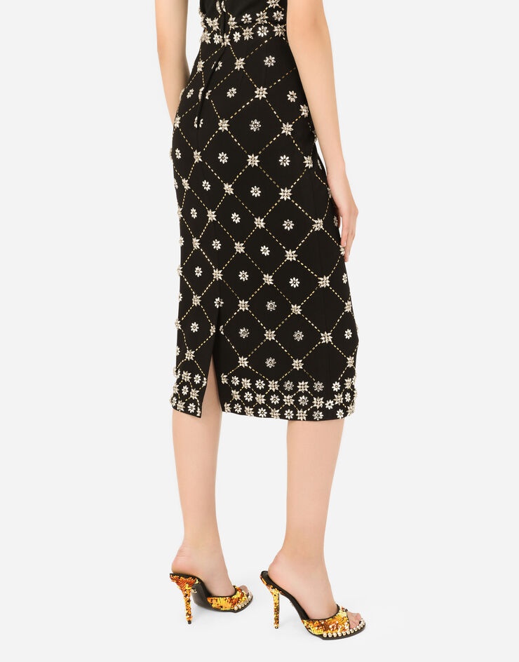 Jersey calf-length dress with crystal embellishment - 5