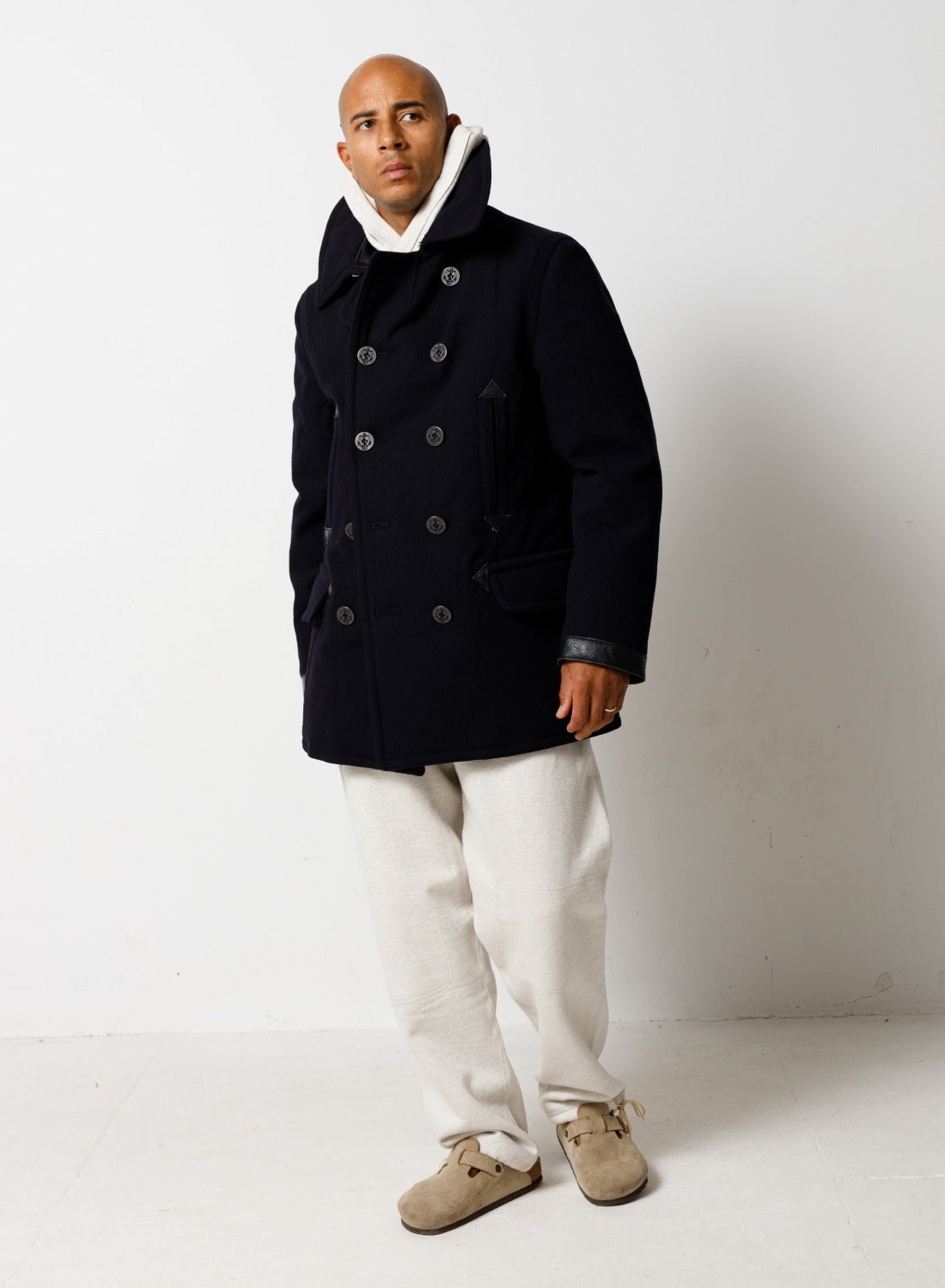 Nigel Cabourn 40's U.S. Navy Pea Coat in Dark Navy | REVERSIBLE