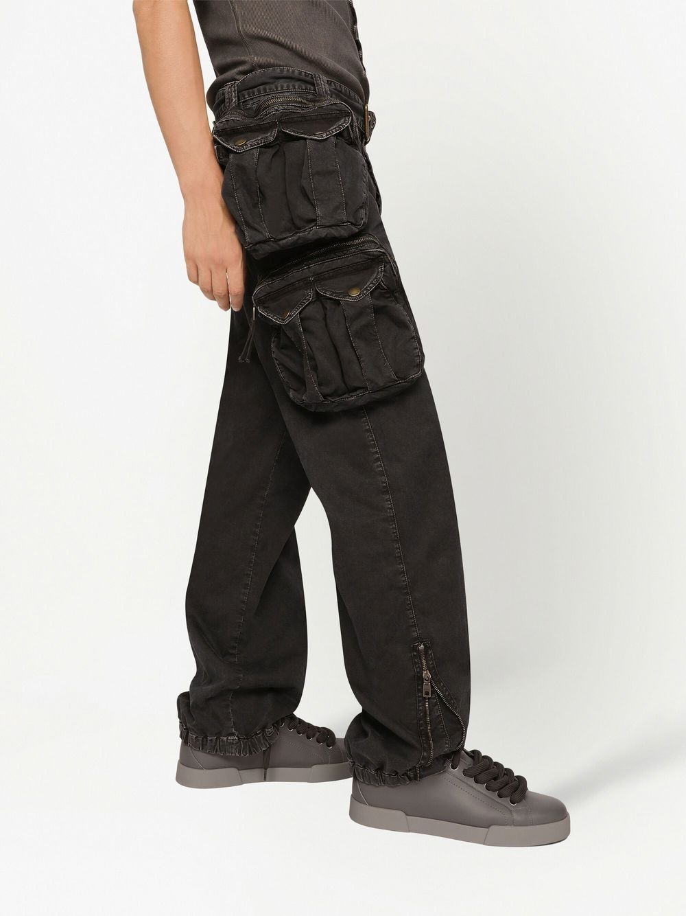 elasticated-ankles cargo pants - 5