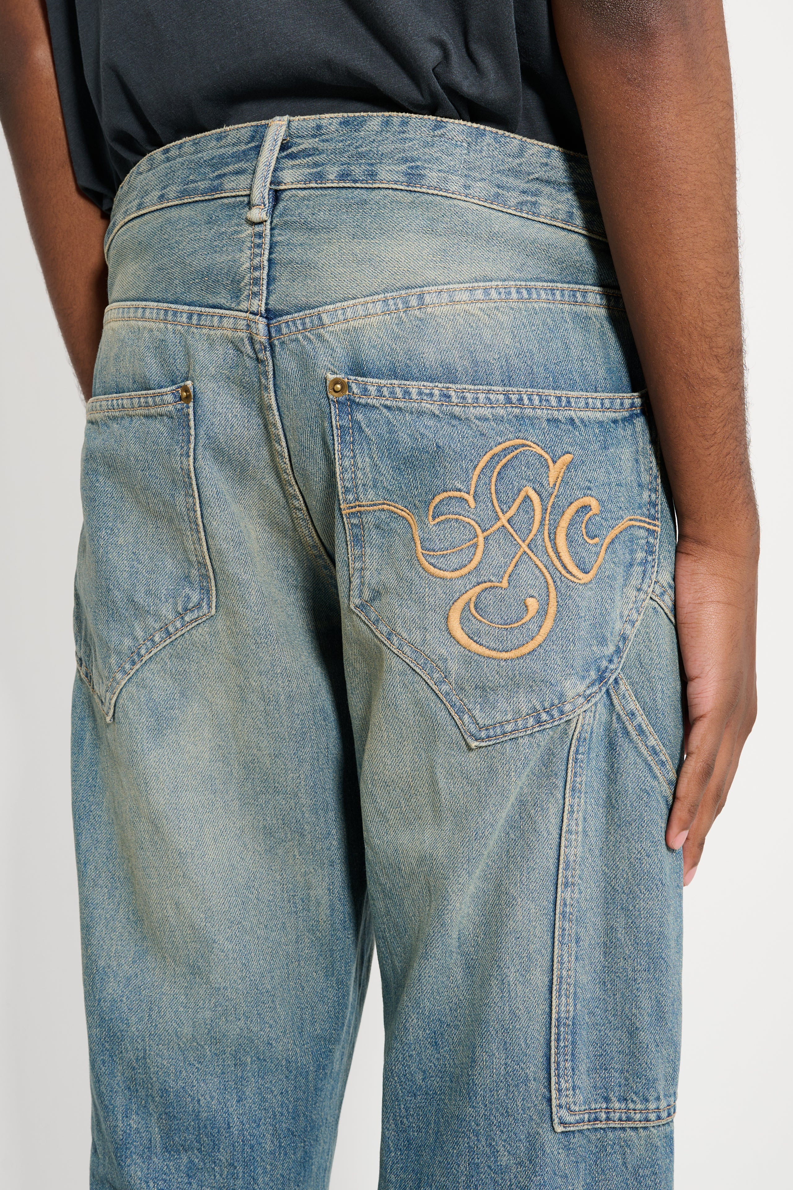 STOCKHOLM SURFBOARD CLUB BOOTCUT WORK JEANS SAND BLUE - 4