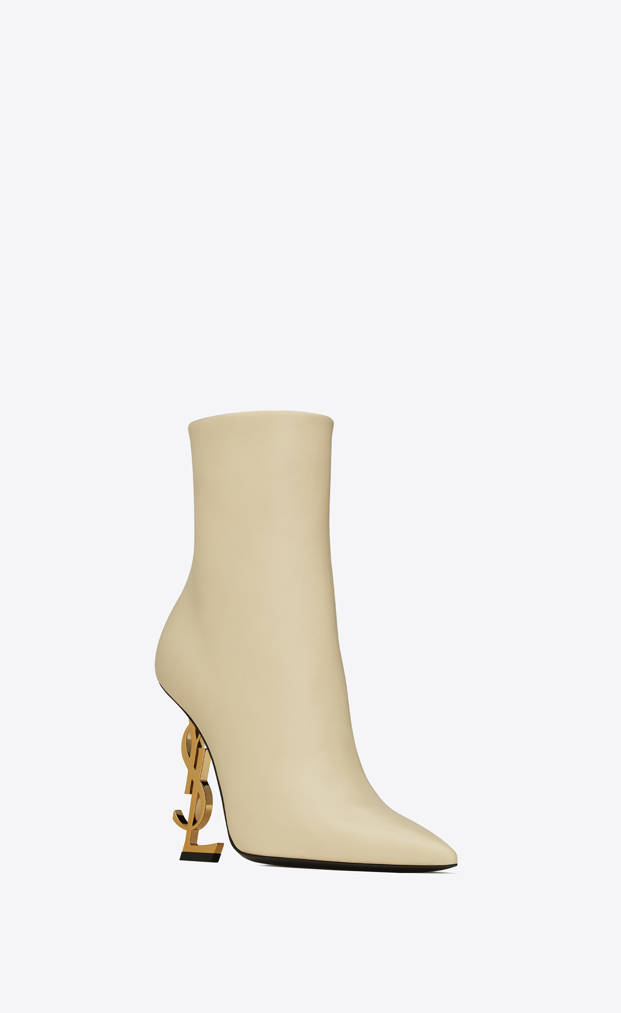 opyum ankle booties in smooth leather with a gold-tone heel - 5