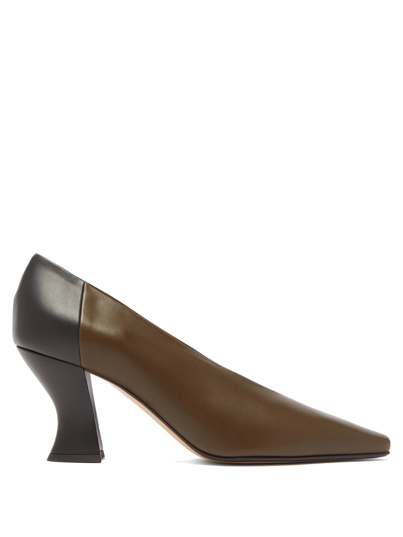 Bi-colour block-heel leather pumps - 1