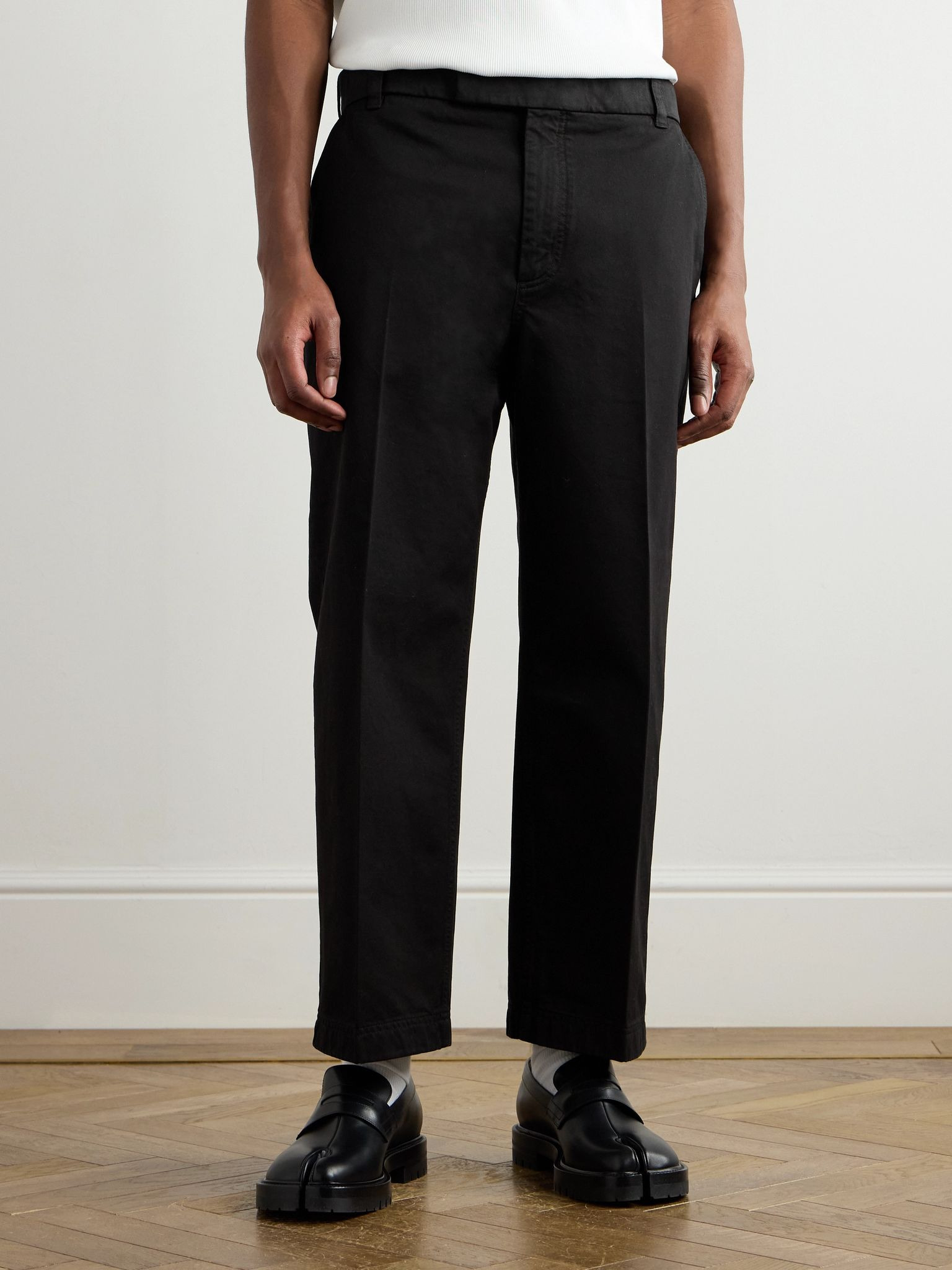 Utility Tapered Garment-Dyed Cotton-Twill Trousers Black - 3