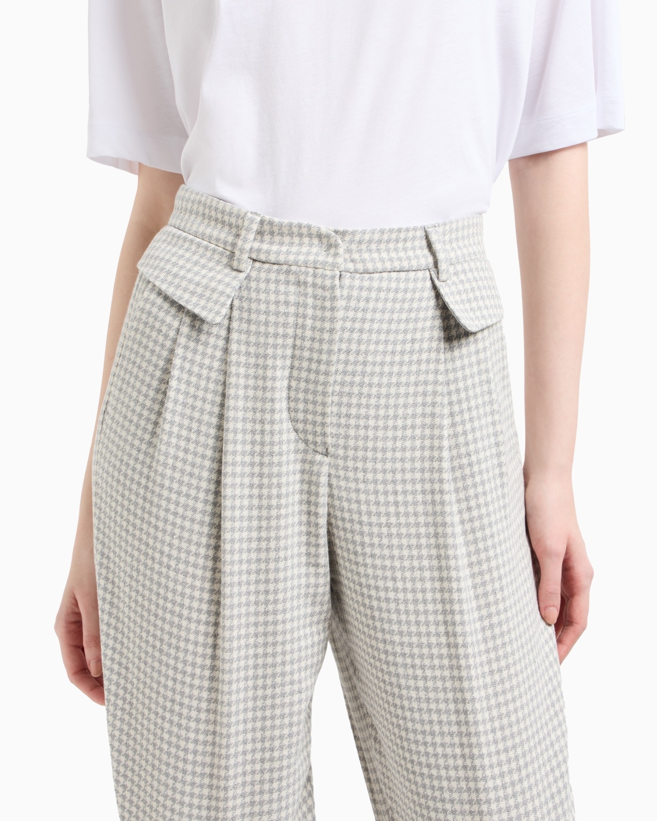 ICON JACQUARD TROUSERS WITH PLEATS AND A HOUNDSTOOTH MOTIF - 5