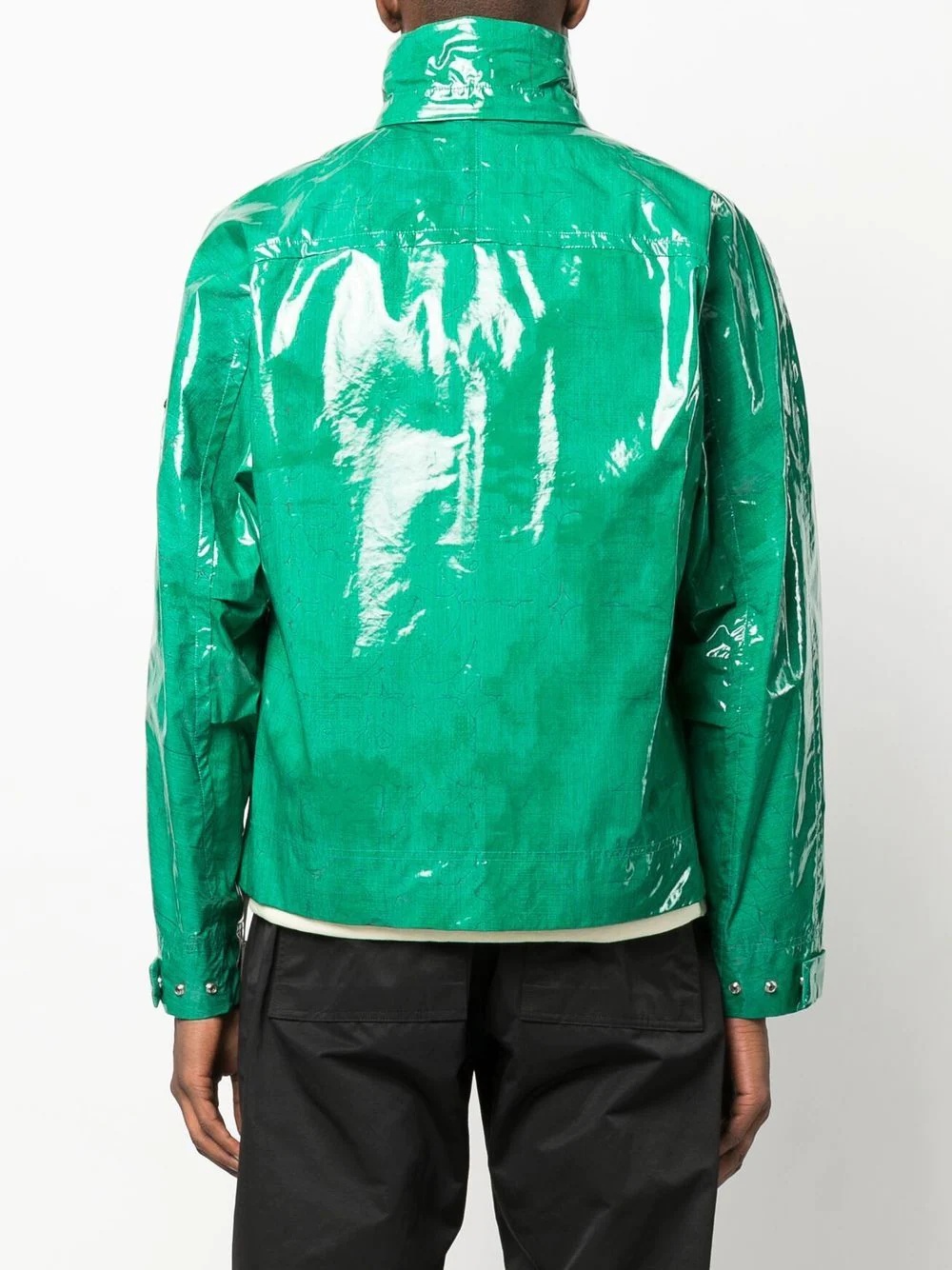 laminated feather-down biker jacket - 4