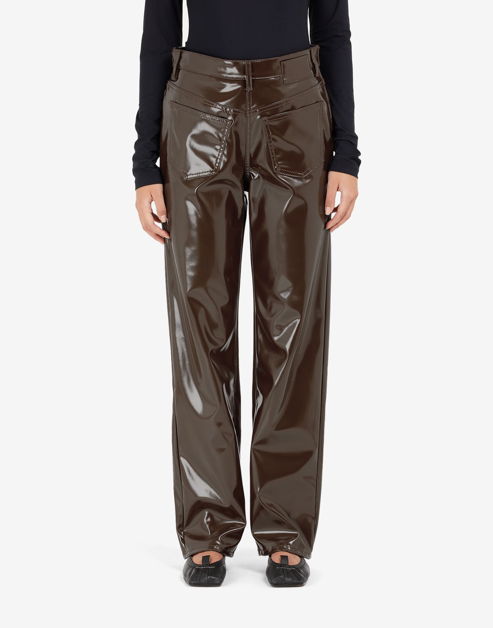 Back-to-back faux leather trousers - 5