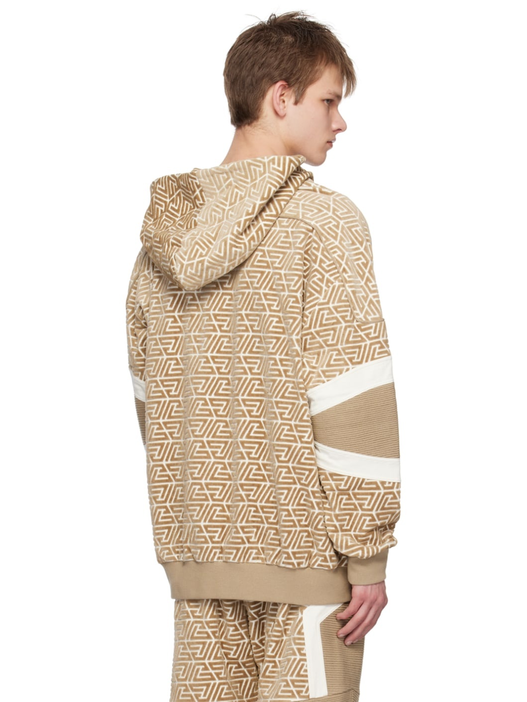 Beige Pyramid Monogram Hoodie - 3