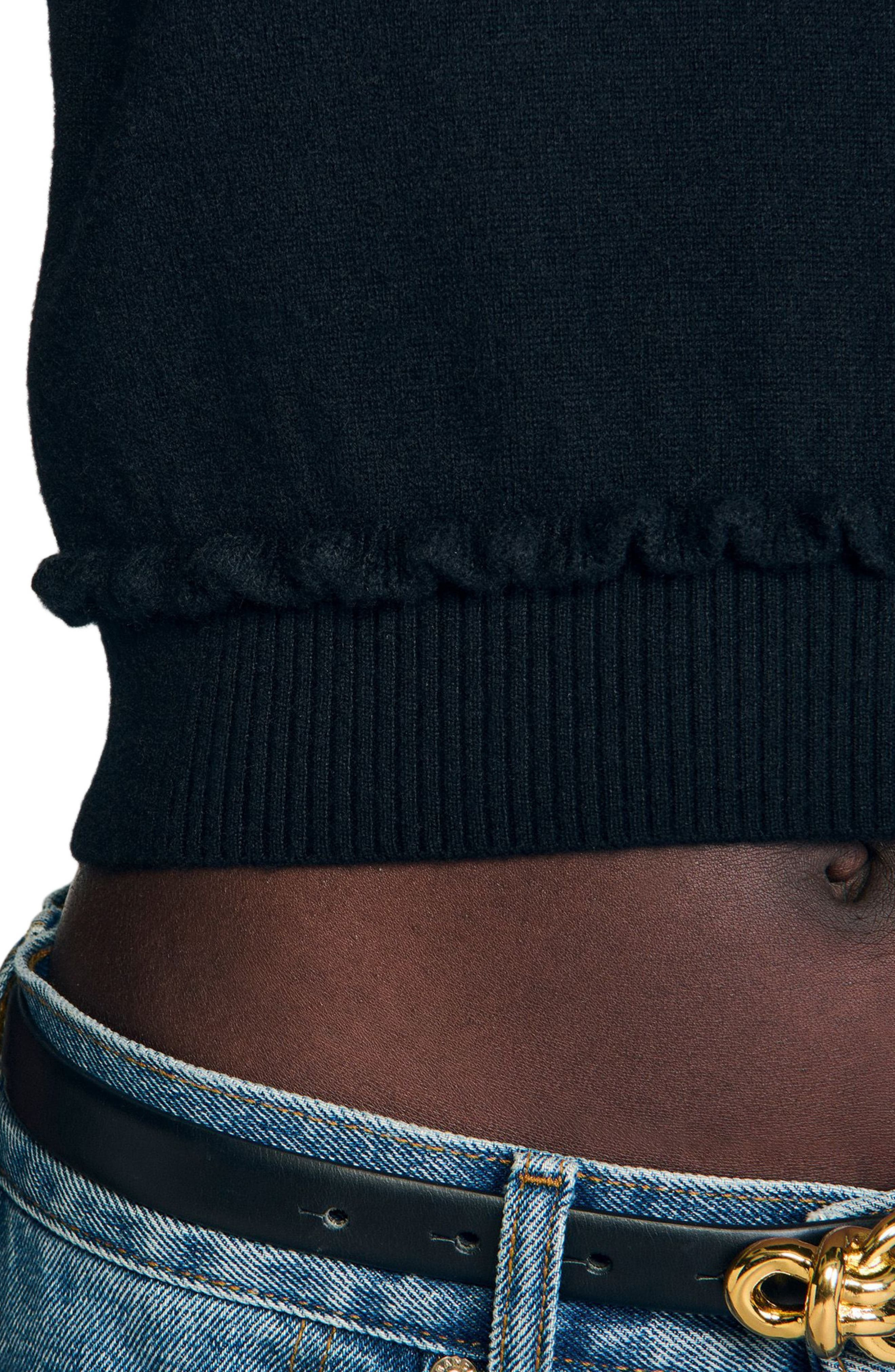 SANDRO Ruffled cropped sweater in Black at Nordstrom - 4