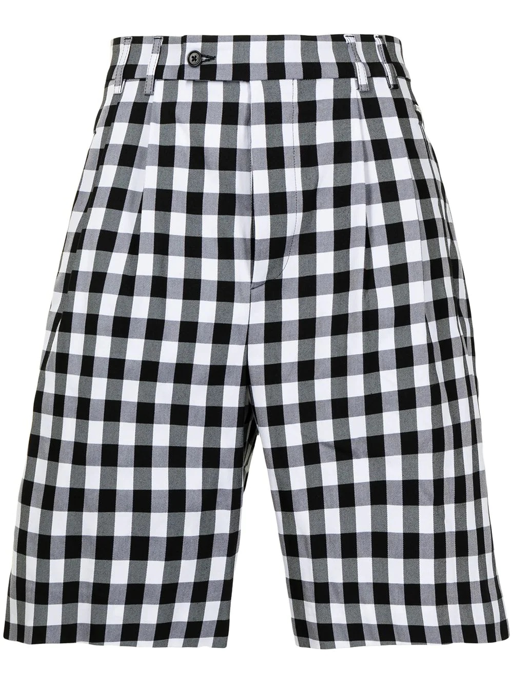 gingham-check pleated shorts - 1