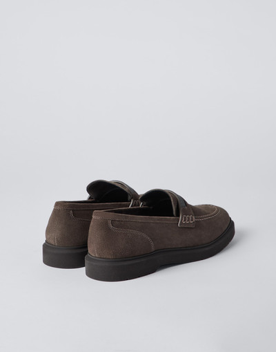 Brunello Cucinelli Suede penny loafer with monili outlook