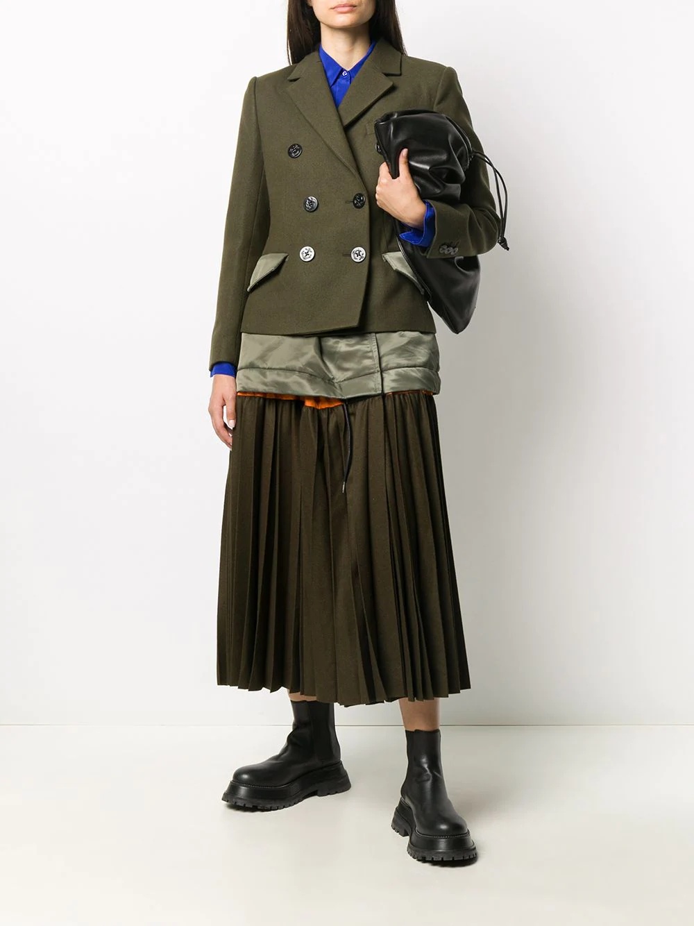 pleated-hem coat - 2