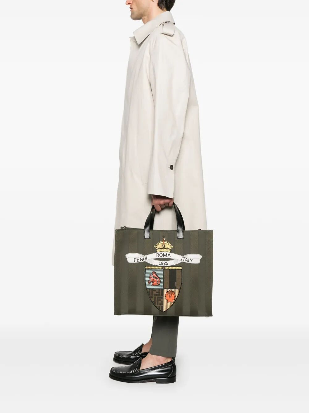 Fendi Men Fendi Club Pequin Canvas Shopper Bag - 2