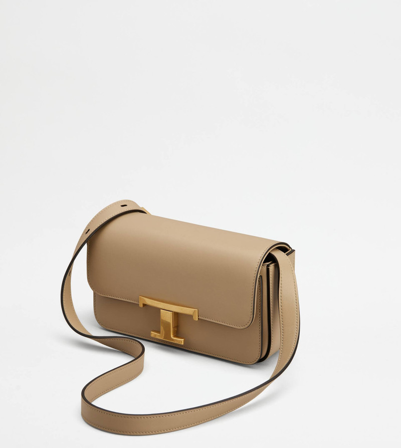 T TIMELESS CROSSBODY BAG IN LEATHER MICRO - BEIGE 6