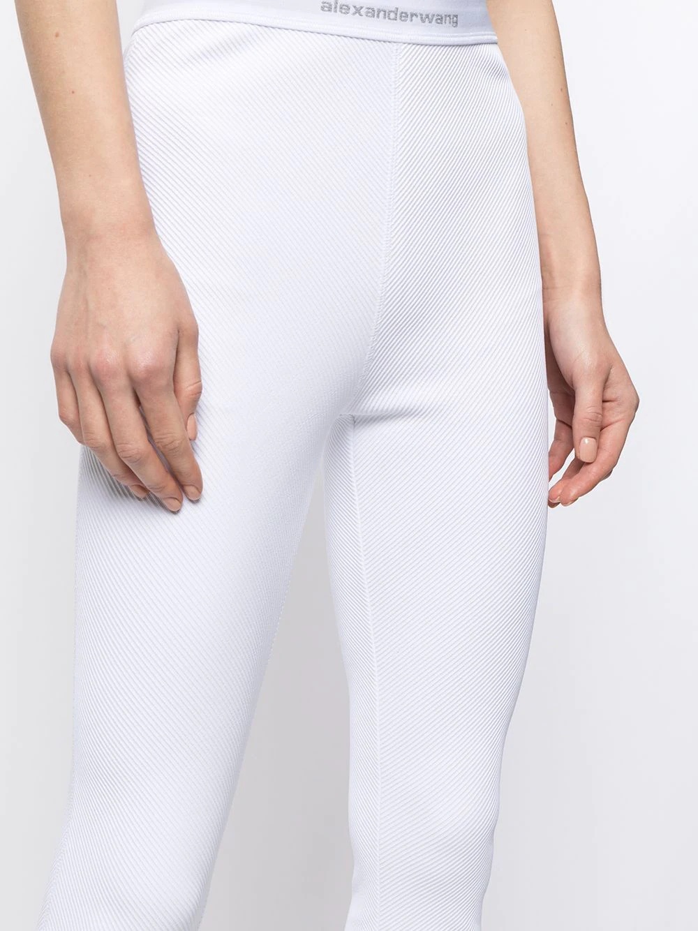 logo-tape ribbed leggings - 5