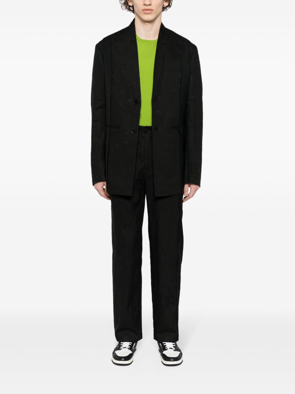 linen straight-leg trousers - 3