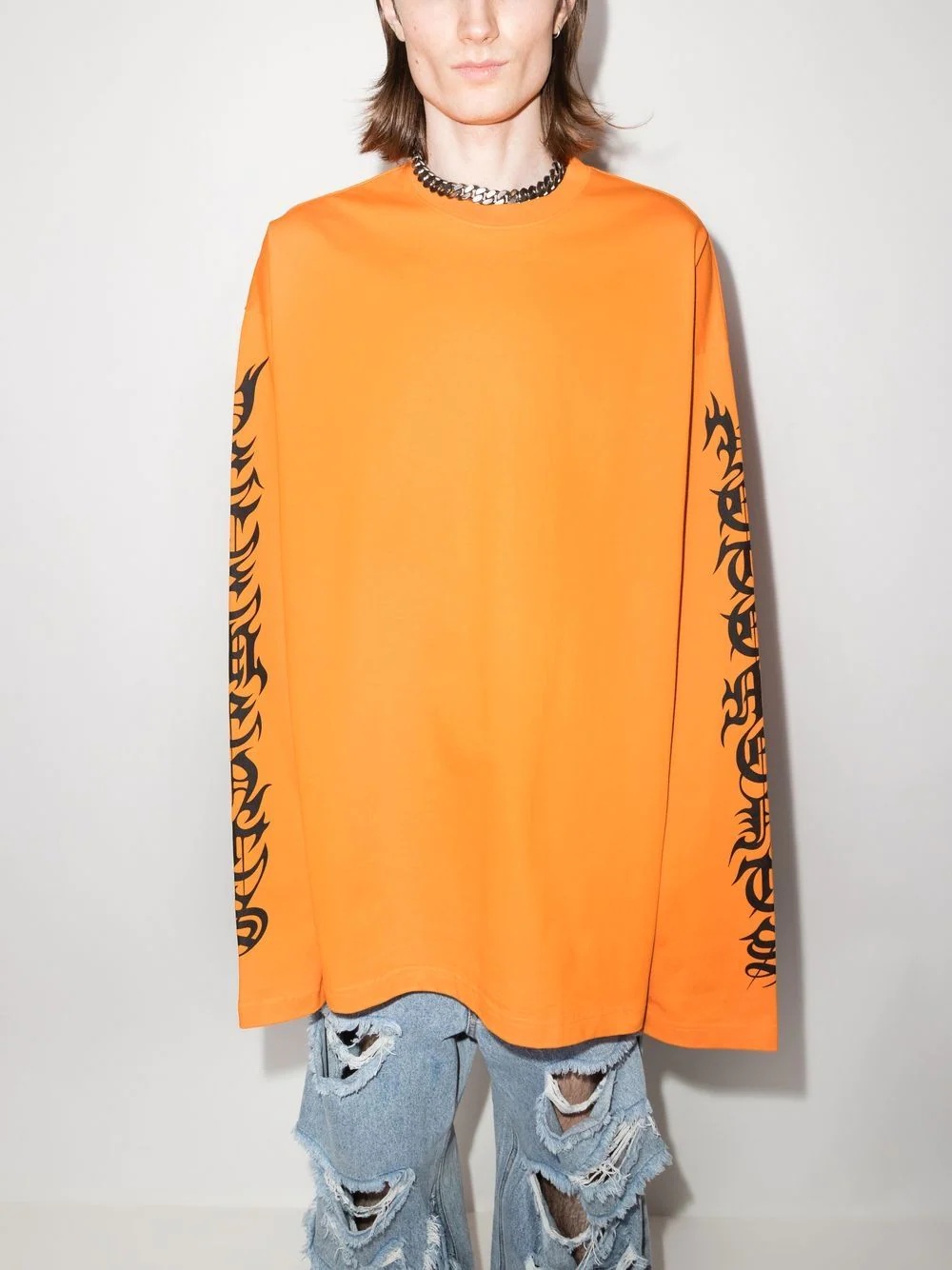 printed sleeve long-sleeve T-shirt - 2