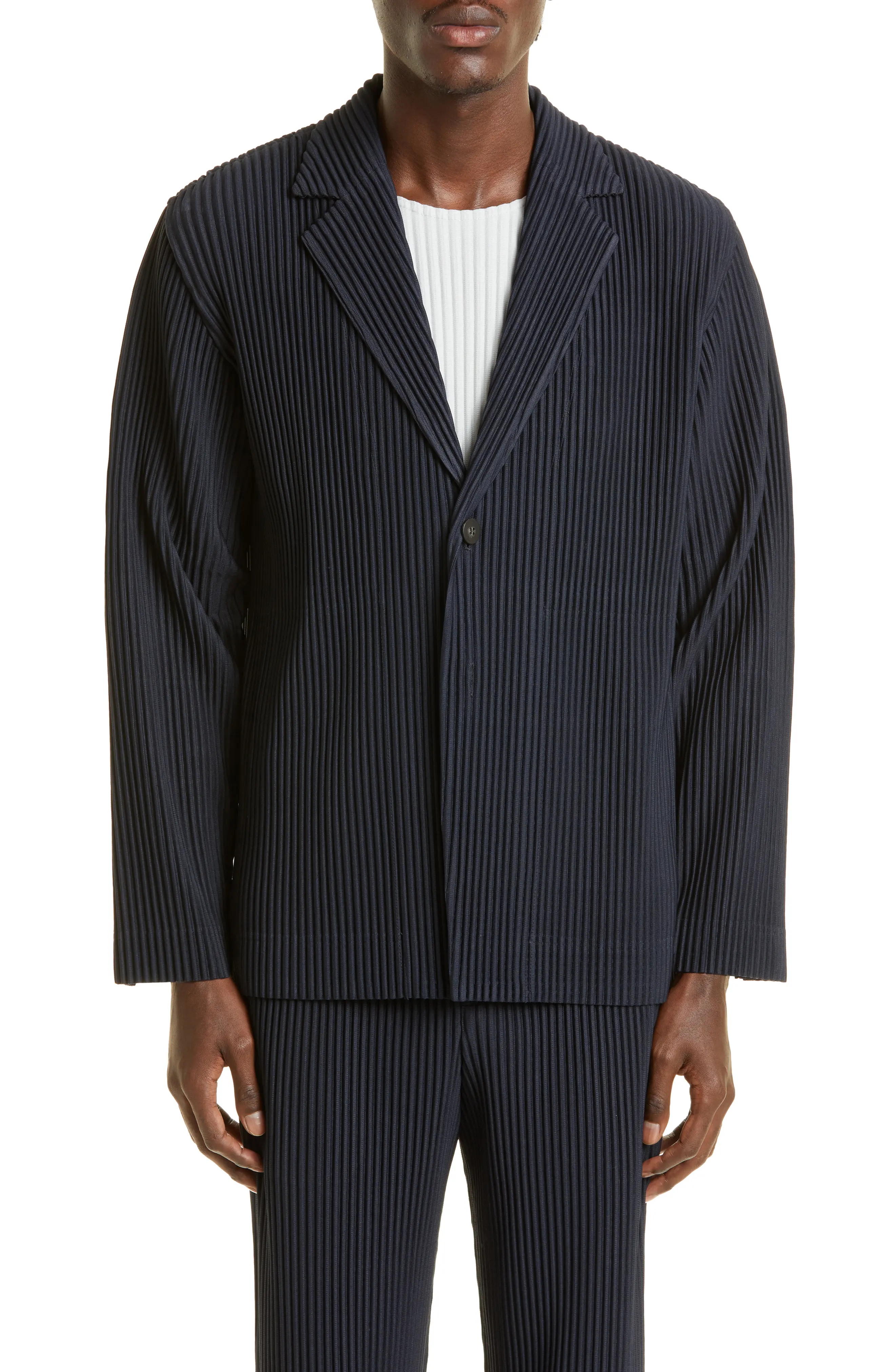 Pleated Single Breasted Blazer - 1