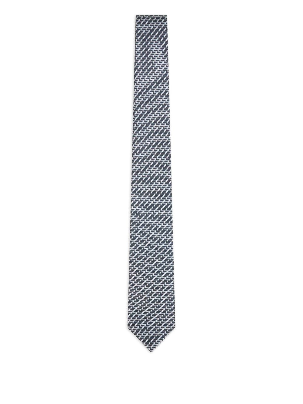 jacquard geometric silk tie - 1