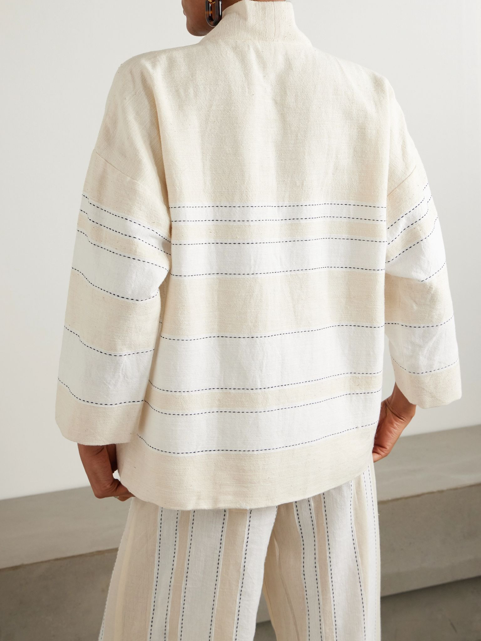 Terara striped cotton-blend jacket Cream - 3