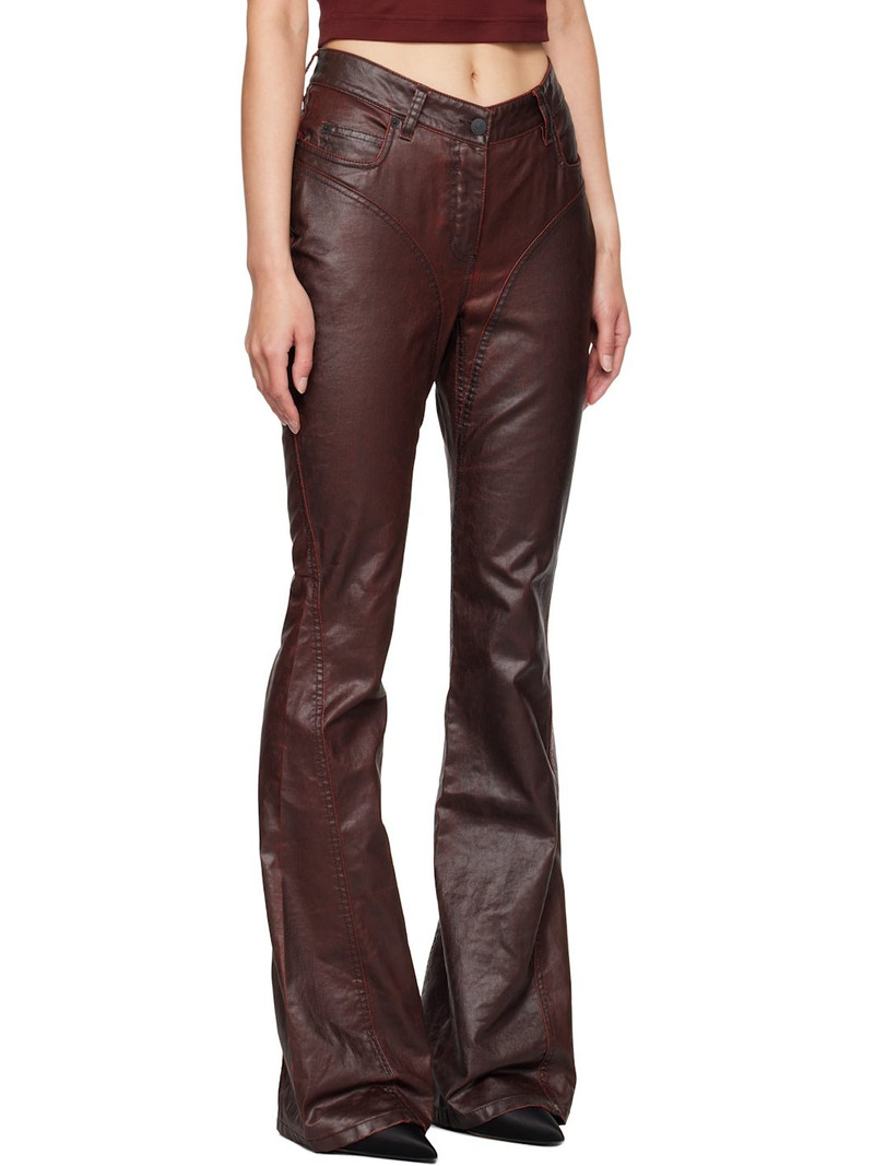 Burgundy Waxed Denim Jeans 2