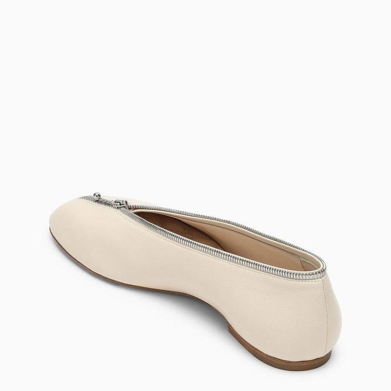 Burberry Sadler Ballerina With Light Beige Leather Zip Women - 4