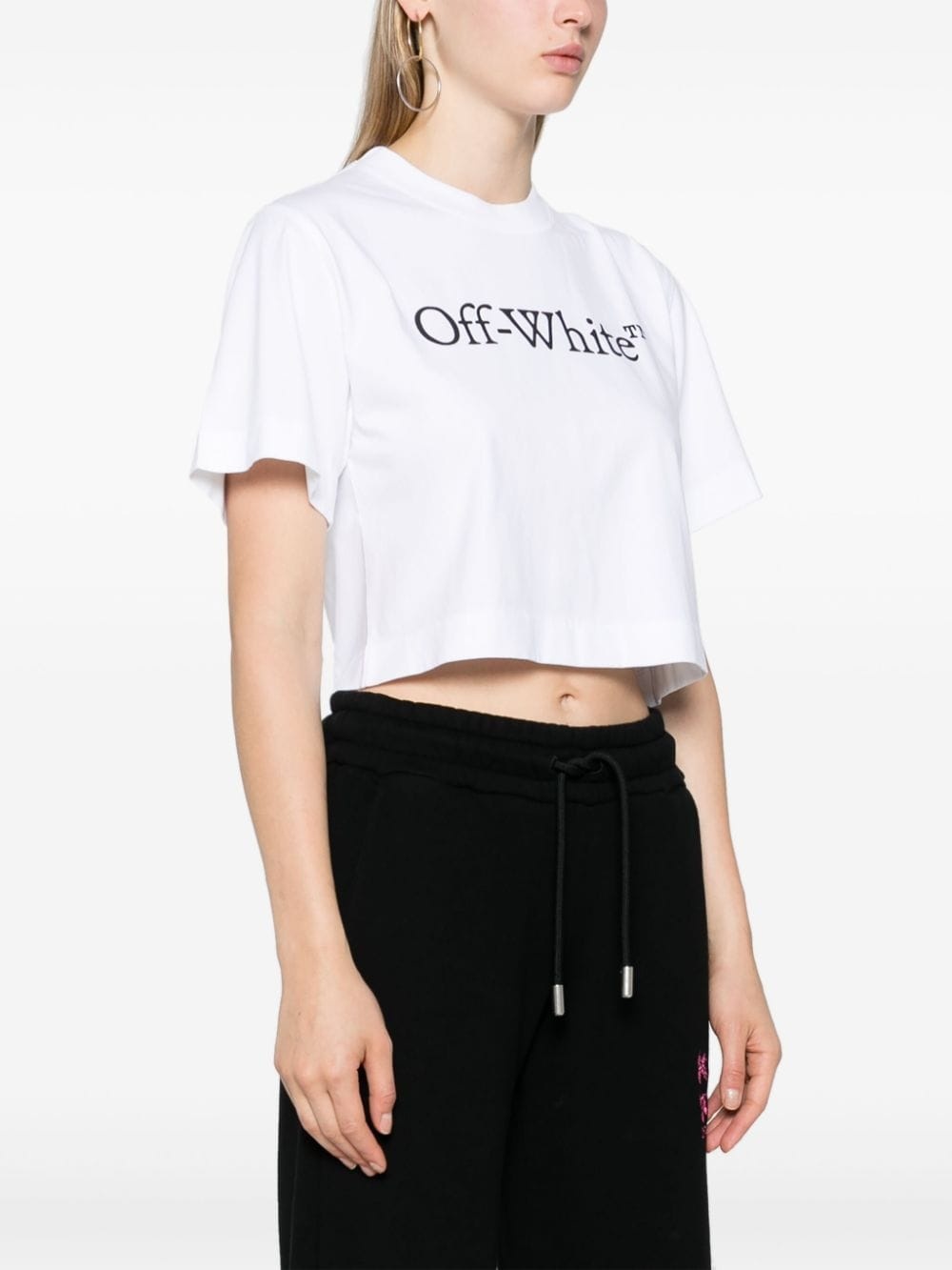 logo-print cropped T-shirt - 3