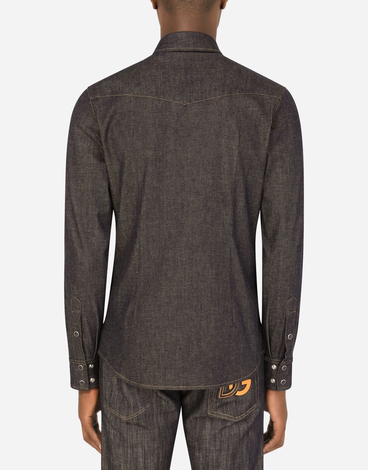 Blue wash stretch denim shirt - 3