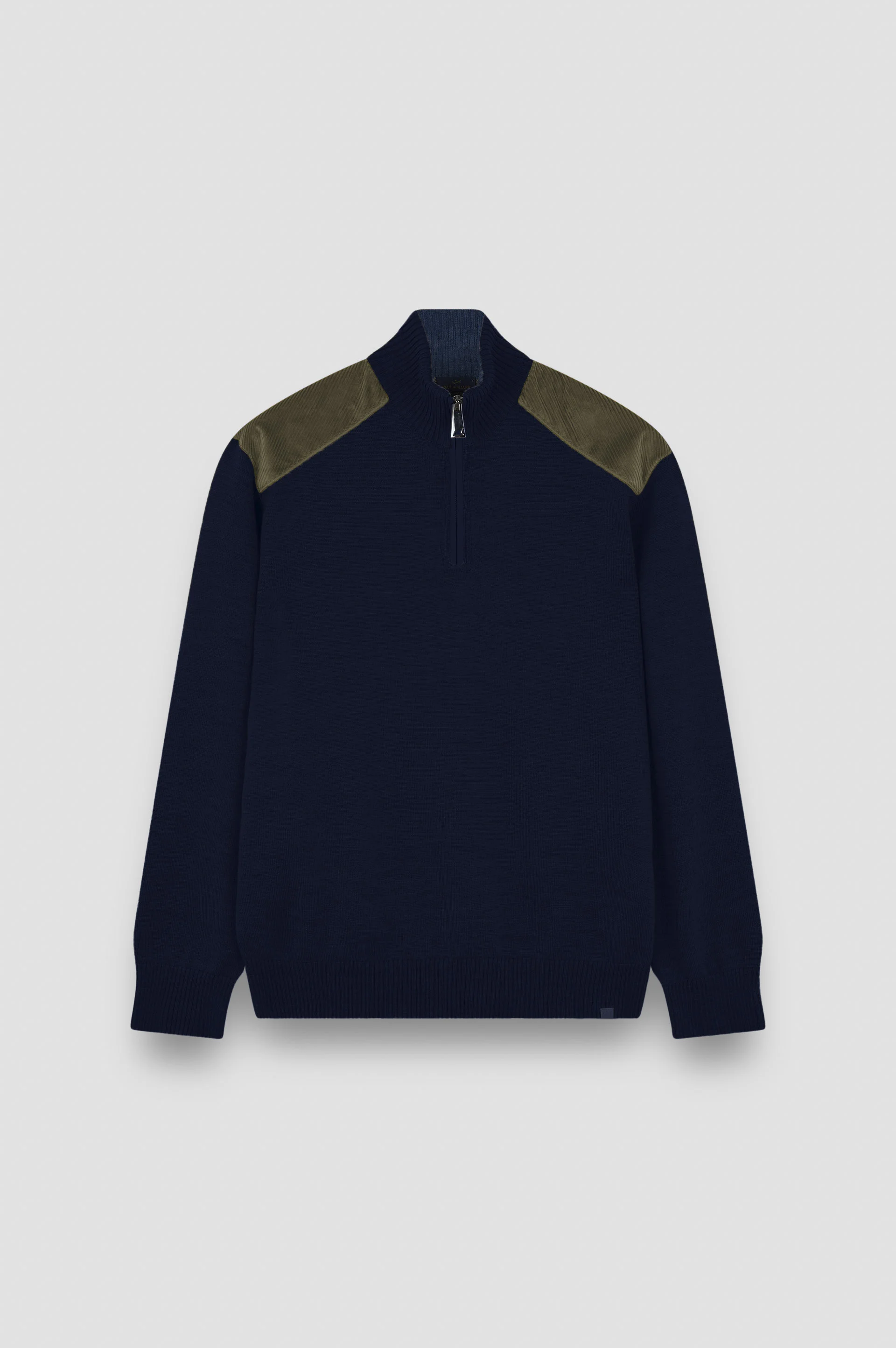 SOFT COOL TOUCH WOOL HALF ZIP SWEATER WITH VELVET DETAILS - 1