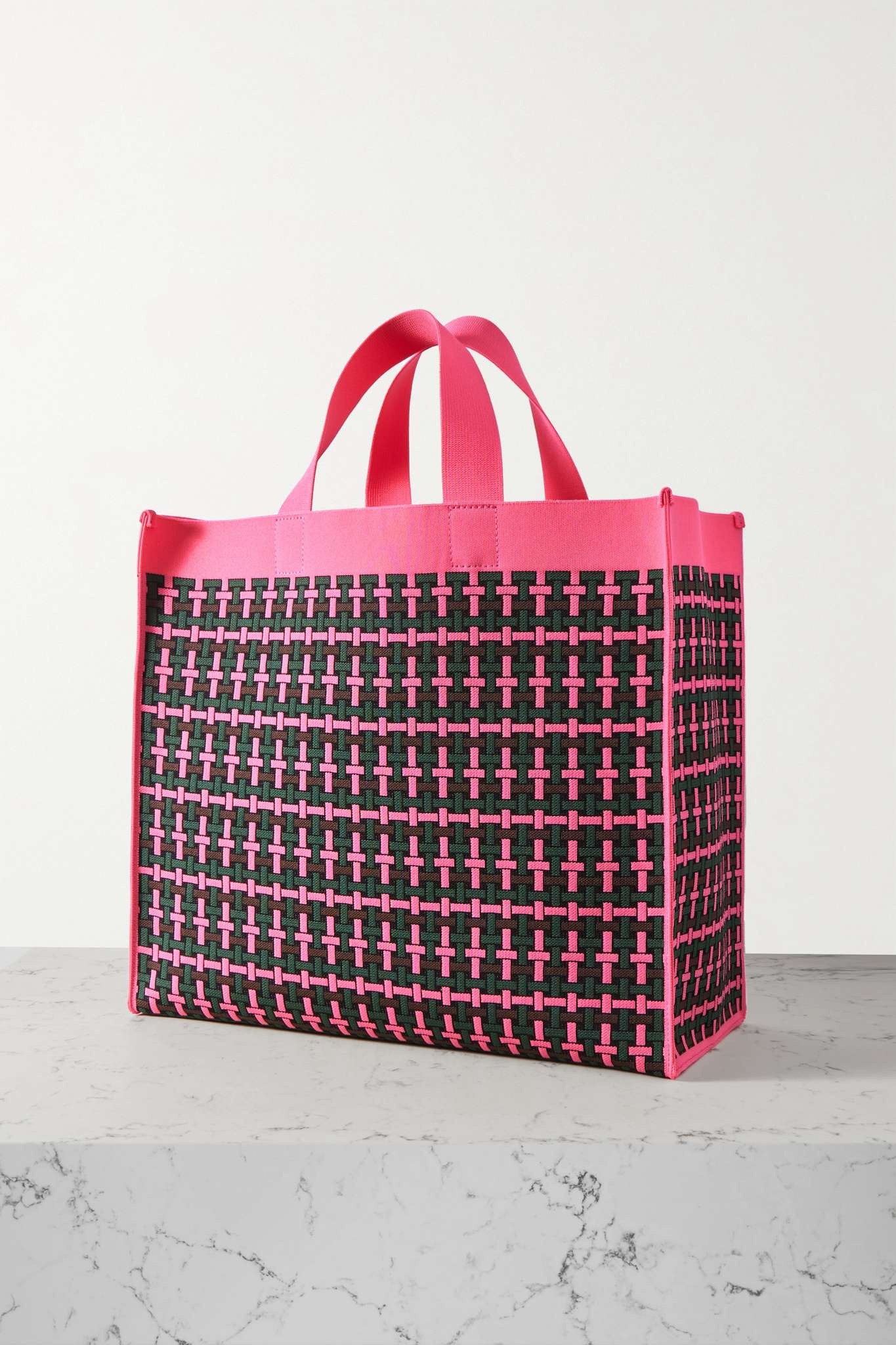 Marni small Shopping striped tote bag - Orange