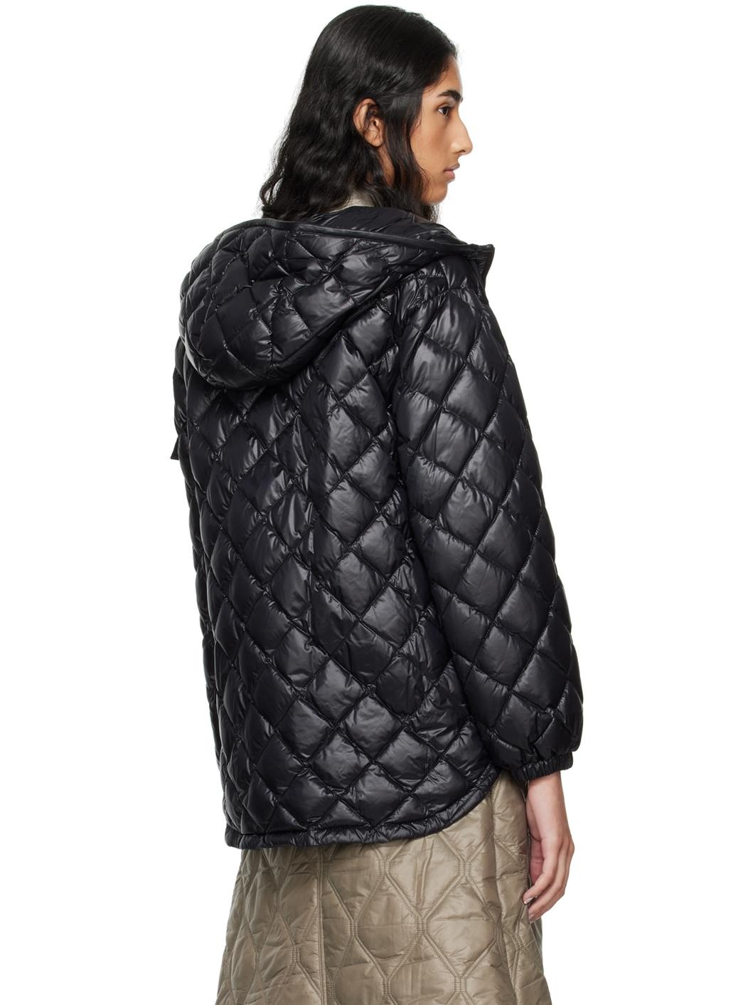 Black Hooded Down Jacket - 3