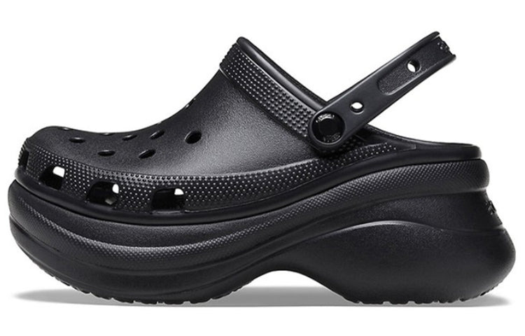 (WMNS) Crocs Small Whale Retro Crocs Thick Sole Black Sandals 206302-001 - 2