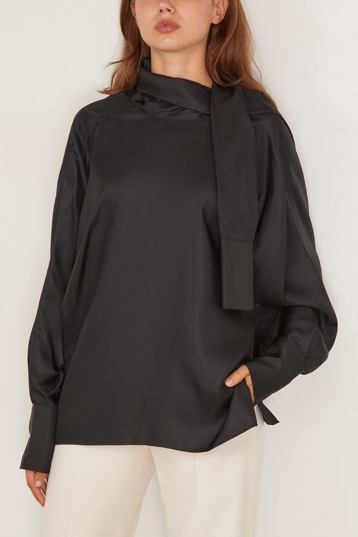 Foulard Silk Top in Black - 3