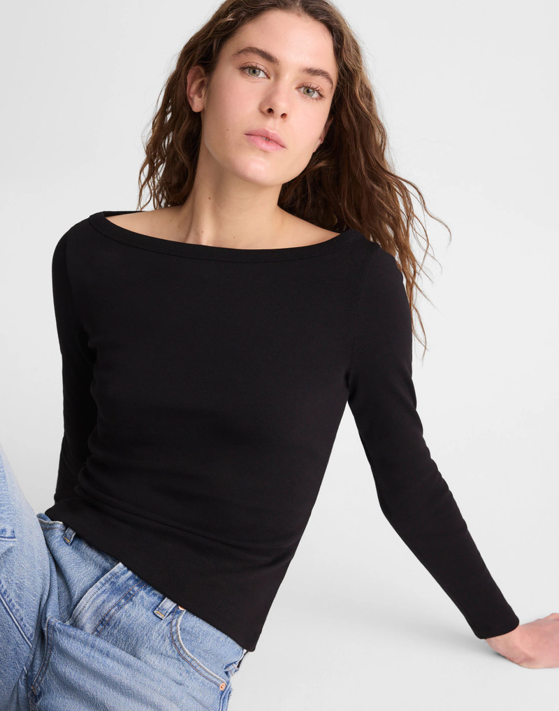 The '90s Boatneck Tee in Compact Cotton 6