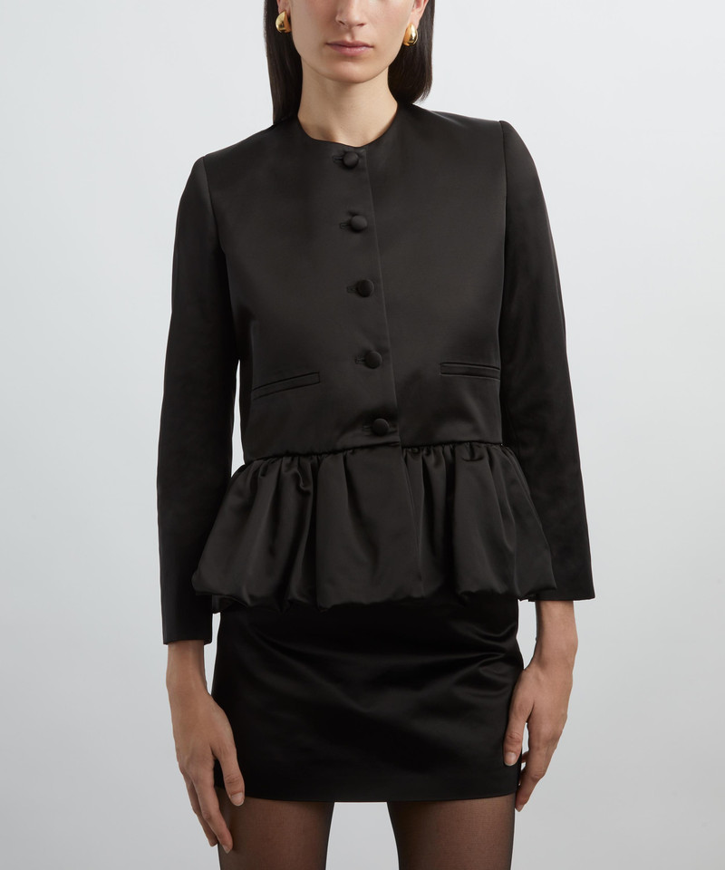 LIBEROWE Black Silk Peplum Jacket outlook