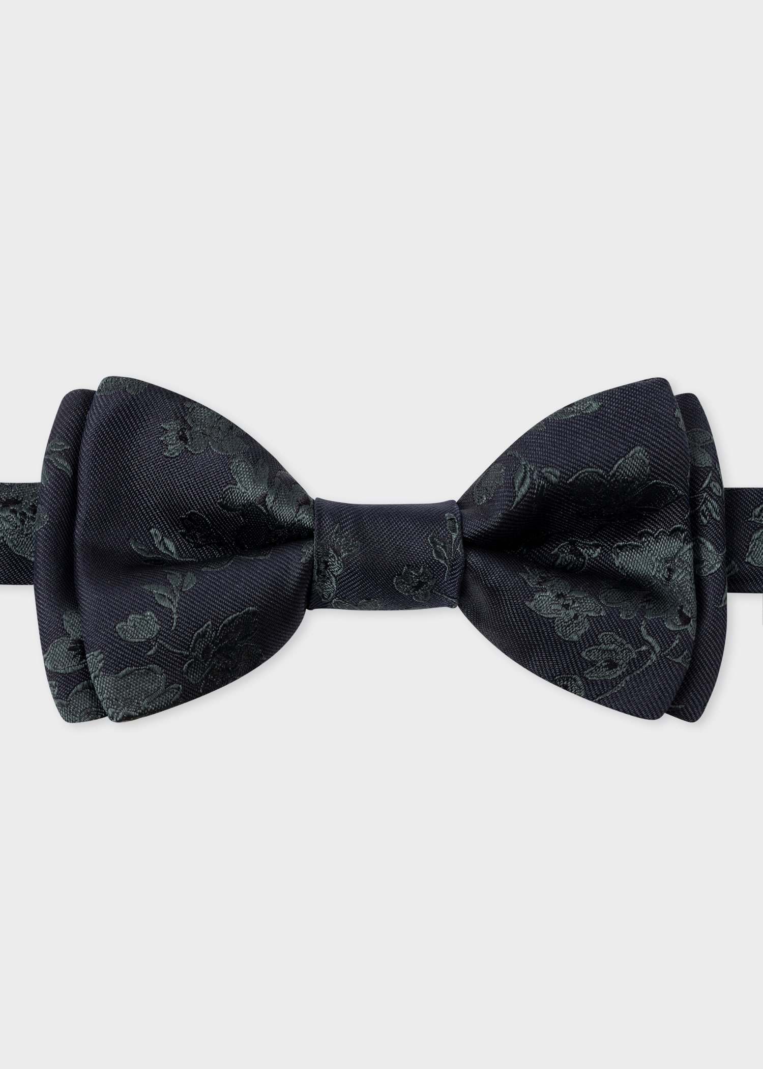 Black Silk Floral Bow Tie - 1