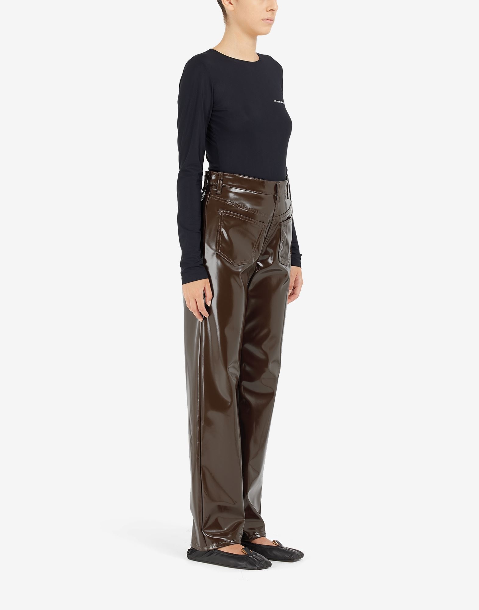 Back-to-back faux leather trousers - 3