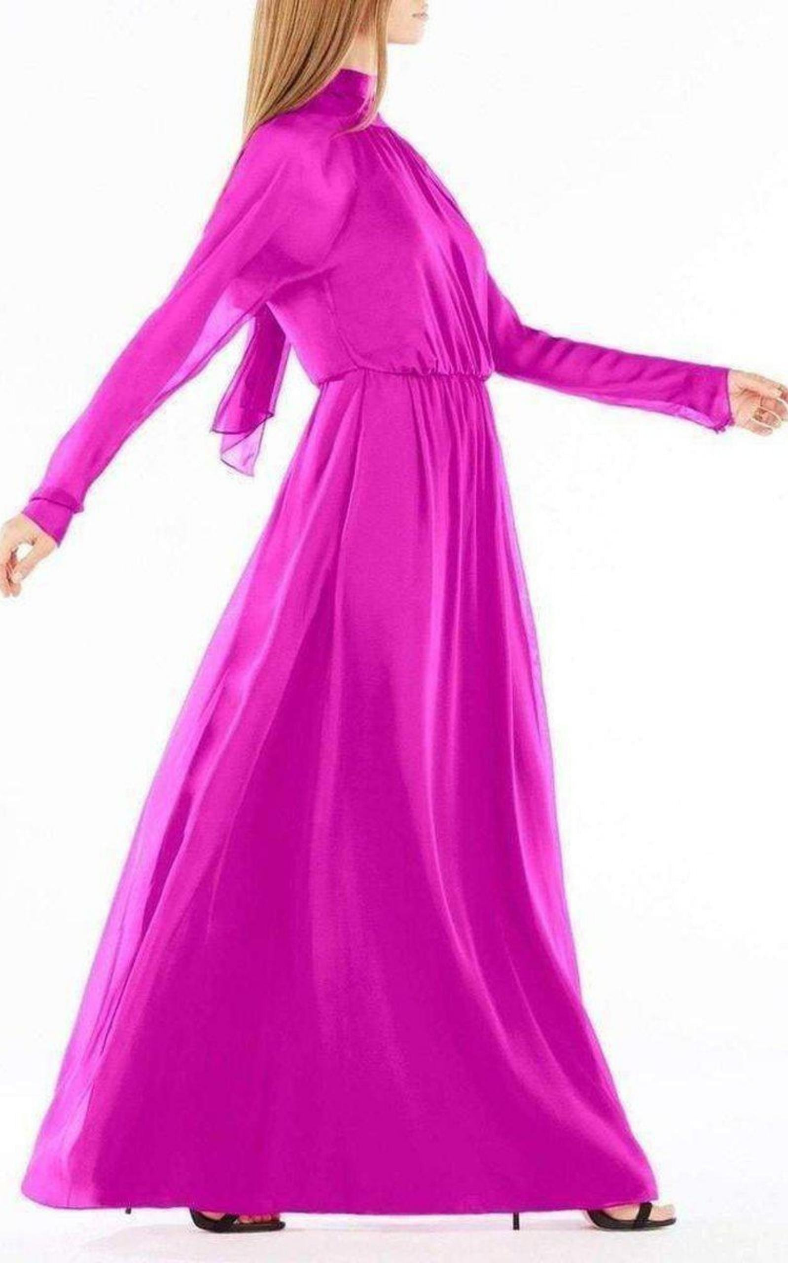 BCBGMAXAZRIA - Darci Tie-Neck Silk Gown - 3