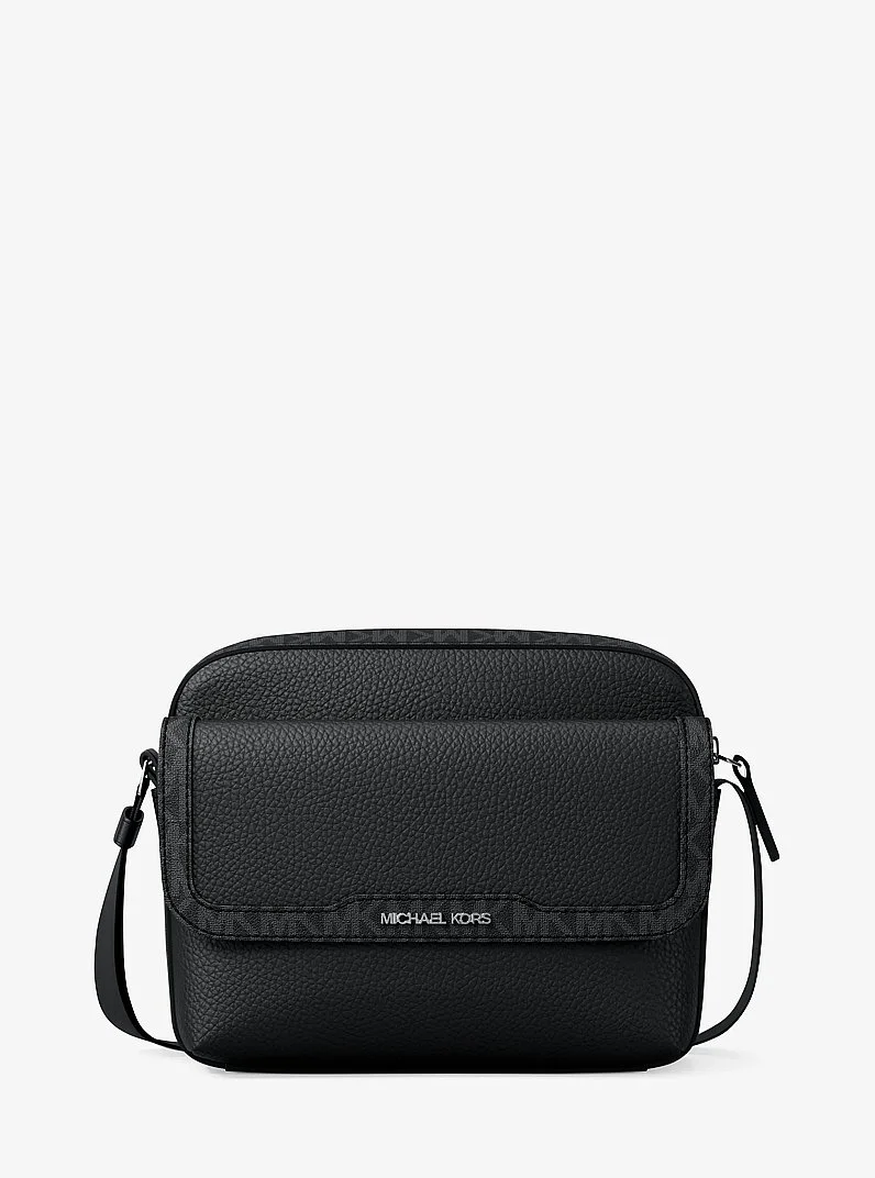 Cooper Medium Pebbled Leather and Signature Logo Camera Crossbody Bag - 1