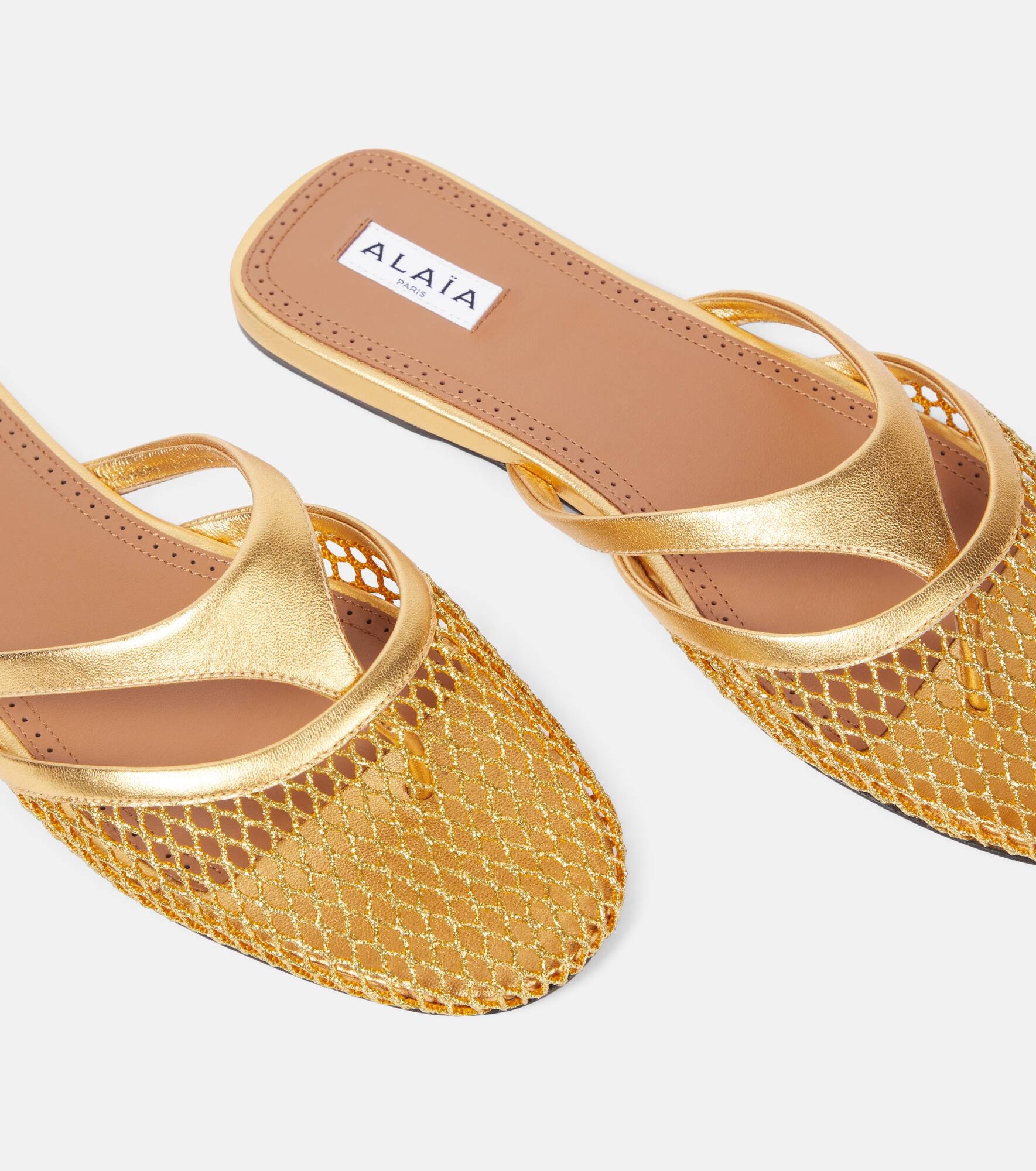 Infradito fishnet mesh mules - 5