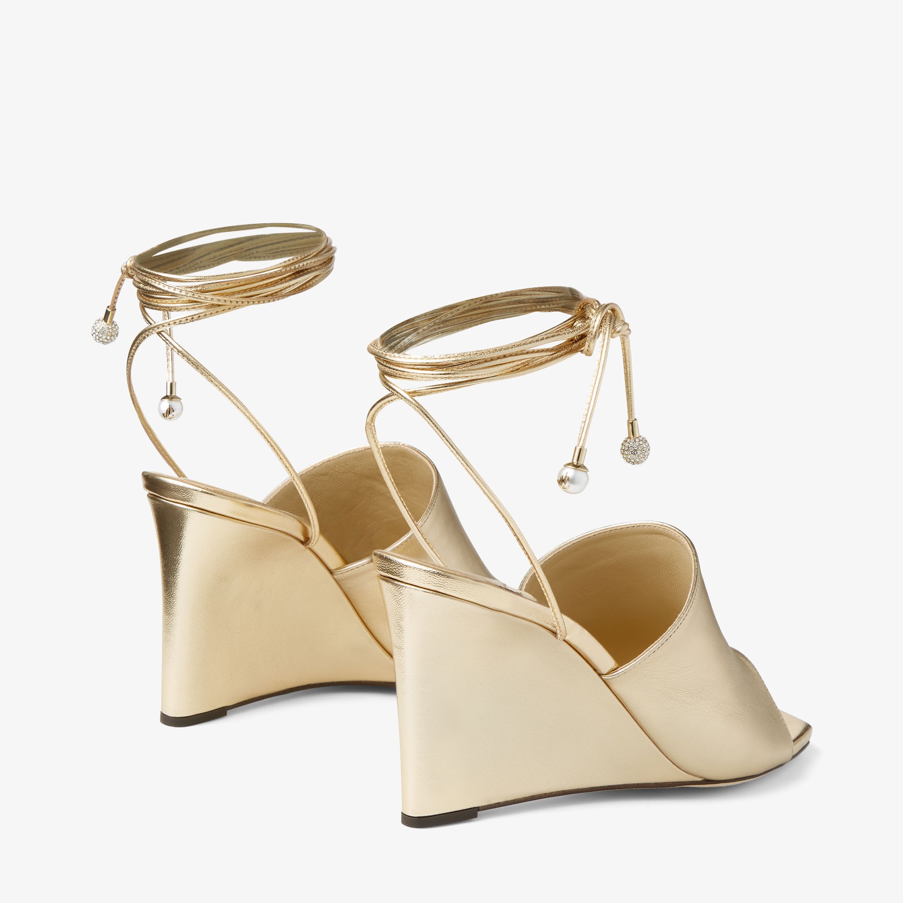 Elyna 85
Gold Metallic Nappa Wedge Sandals - 6