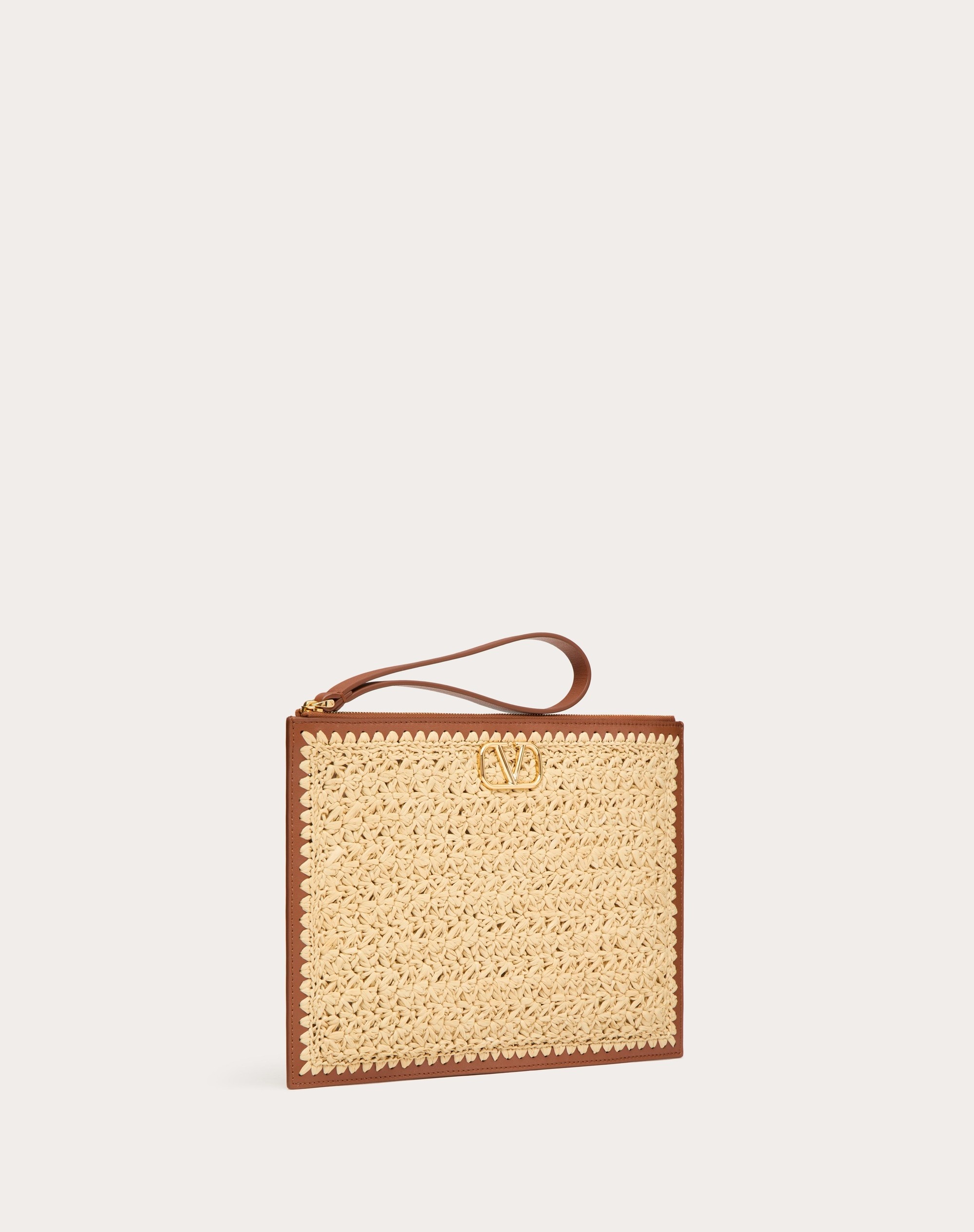 VLOGO SIGNATURE CLUTCH BAG IN RAFFIA - 2