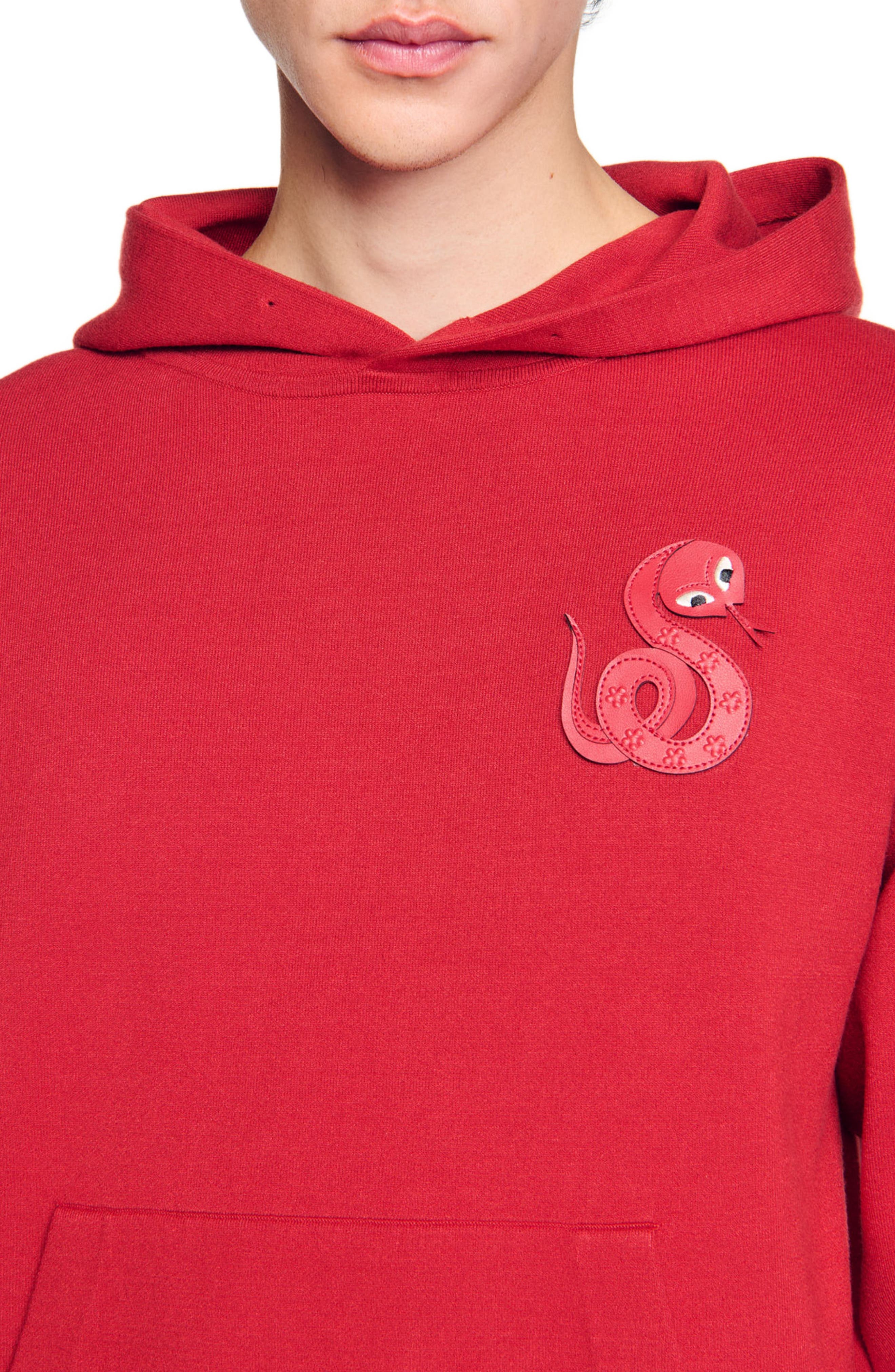 SANDRO Knit sweatshirt with snake detail in Red at Nordstrom - 4
